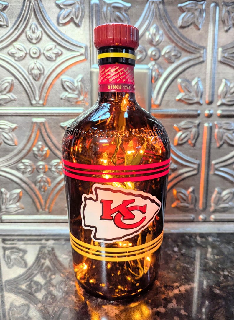 Kansas City Chiefs Liquor Bottle Lamp, Man Cave Bar Decor, Chiefs Fan Gift image 5