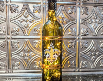 New Orleans Saints Liquor Bottle Light, Game Room Decor, Man Cave Decor, Office Decor, Great Saints Gift