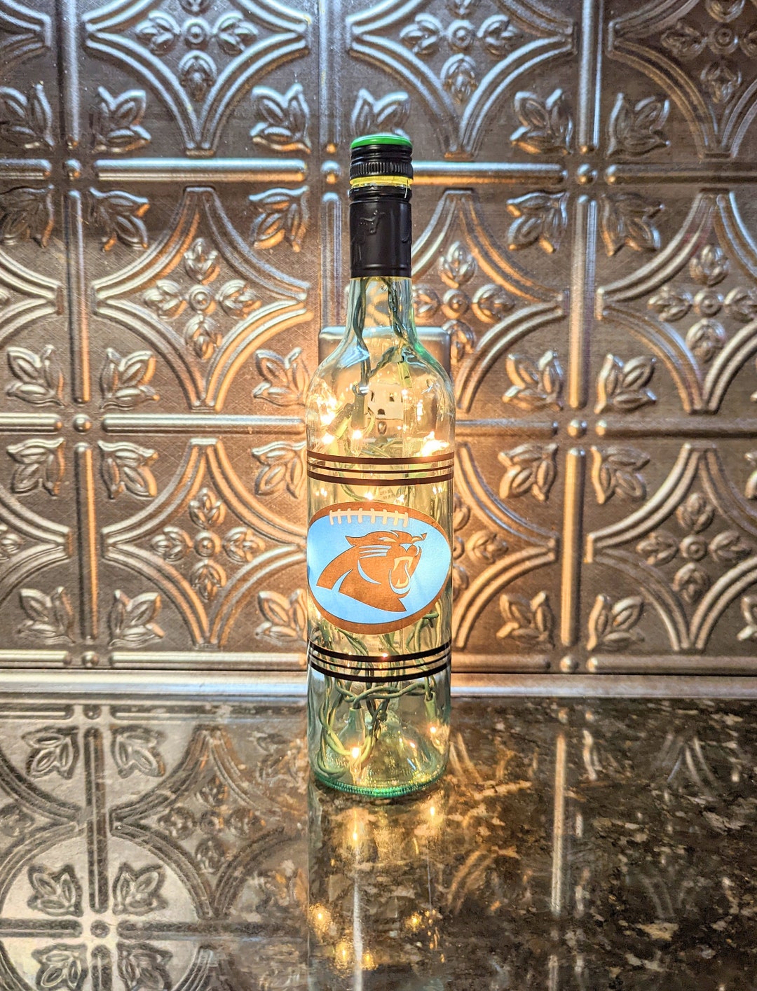 Carolina Panthers Liquor Bottle Light Panthers Lamp Game Etsy
