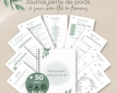 Journal Perte de Poids, Rééquilibrage Alimentaire français à imprimer, Suivi Mensurations, Planificateur Repas PDF, Planner Sport, Bien-être