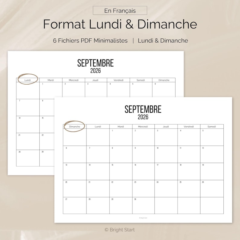 Calendrier 2026 Français à Imprimer PDF – Agenda 2026 de bureau ...