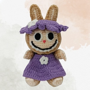 Handmade Crochet Doll Dress & Hat Set | Purple Outfit for 17cm Plush Bunny Dolls | Kawaii Clothes for Plushie Collectors