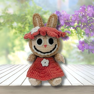 Handmade Crochet Doll Dress & Hat Set | Purple Outfit for 17cm Plush Bunny Dolls | Kawaii Clothes for Plushie Collectors