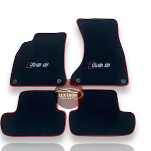 Luxury Carpet Car Floor Mats For Audi A5 / S5 / RS5 Models Embroidery Logo , Set of 4 , Production to Order , Waterproof / Red Edging