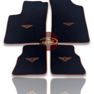 Luxury Carpet Car Floor Mats For Bentley Bentayga / Continental GT / Flying Spur Models , Embroidery Logo Waterproof - Brown Edging