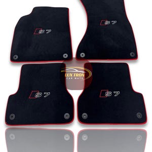 Luxury Carpet Car Floor Mats For Audi A7 / S7 / RS7 Models Embroidery Logo , Set of 4 , Production to Order , Waterproof / Red Edging