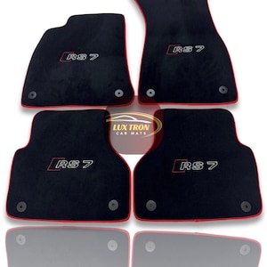 Luxury Carpet Car Floor Mats For Audi A7 / S7 / RS7 Models Embroidery Logo , Set of 4 , Production to Order , Waterproof / Red Edging