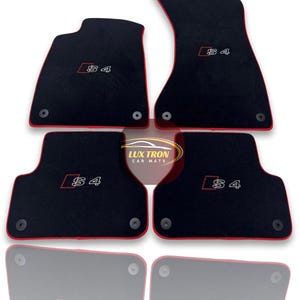 Luxury Carpet Car Floor Mats For Audi A4 / S4 / RS4 Models Embroidery Logo , Set of 4 , Production to Order , Waterproof / Red Edging