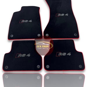 Luxury Carpet Car Floor Mats For Audi A4 / S4 / RS4 Models Embroidery Logo , Set of 4 , Production to Order , Waterproof / Red Edging