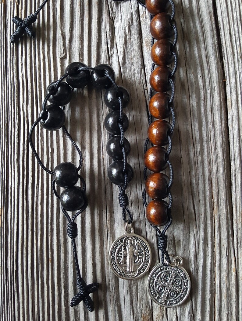 St. Benedict Wooden Pocket Rosaries/Sacrifice Beads/Good Deed Beads image 4