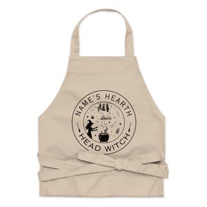 Custom Kitchen Witch Apron – Cauldron Design | Witchy Gift for Her | Cottagecore Cooking Apron | Cozy Witch Aesthetic Organic Cotton