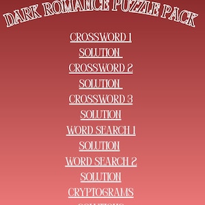Dark Romance Puzzle Pack Interactive PDF | Word Search, Crossword, Cryptogram | Booktok Inspired | Printable Activity
