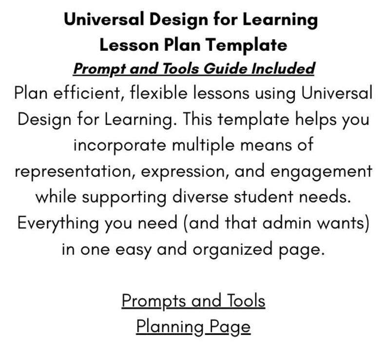 Udl Lesson Format UDL Lesson Plan Template | Differentiated Instruction Planner ...