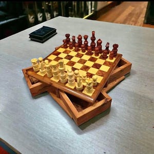 Luxury Walnut Wood Chess Set – Handmade Moroccan Craft