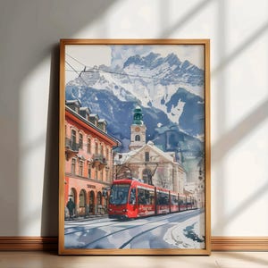Innsbruck Travel Print, Austria Cityscape Wall Art, Austria Watercolor Poster, Austria Painting, Innsbruck Home Decor Artwork, Travel Gift