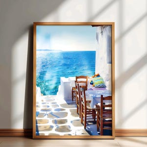 Mykonos Travel Print, Greece Landscape Wall Art, Greece Watercolor Poster, Greece Painting, Mykonos Home Decor Artwork, Gift for Travelers