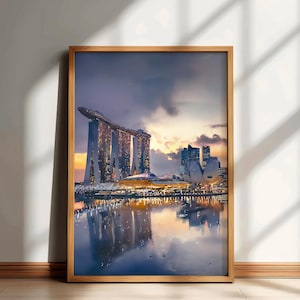 Marina Bay Sands Travel Print, Singapore Cityscape Wall Art, Singapore Watercolor Poster, Singapore Painting, Marina Bay Home Decor Artwork