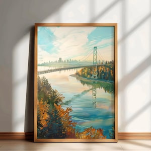 Vancouver Travel Print, Canada Landscape Wall Art, Canada Watercolor Poster, Canada Painting, Vancouver Home Decor Artwork, Travelers Gift