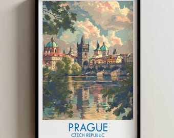 Prague Travel Poster, Prague Wall Art, Czech Republic Poster