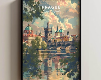 Prague Travel Poster, Prague Wall Art, Czech Republic Poster