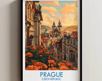 Prague Travel Poster, Prague Wall Art, Czech Republic Poster