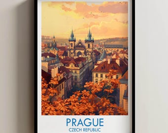 Prague Travel Poster, Prague Wall Art, Czech Republic Poster