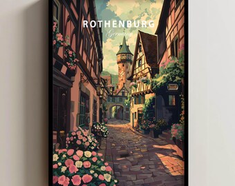 Rothenburg Travel Poster, Rothenburg Wall Art, Germany Poster