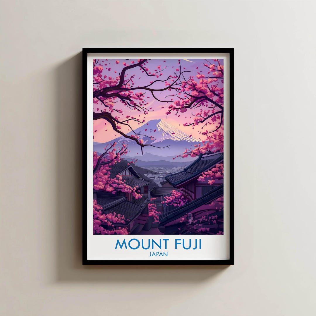 Mount Fuji Vintage Travel Poster | Japan Retro Wall Art Print | Travel ...