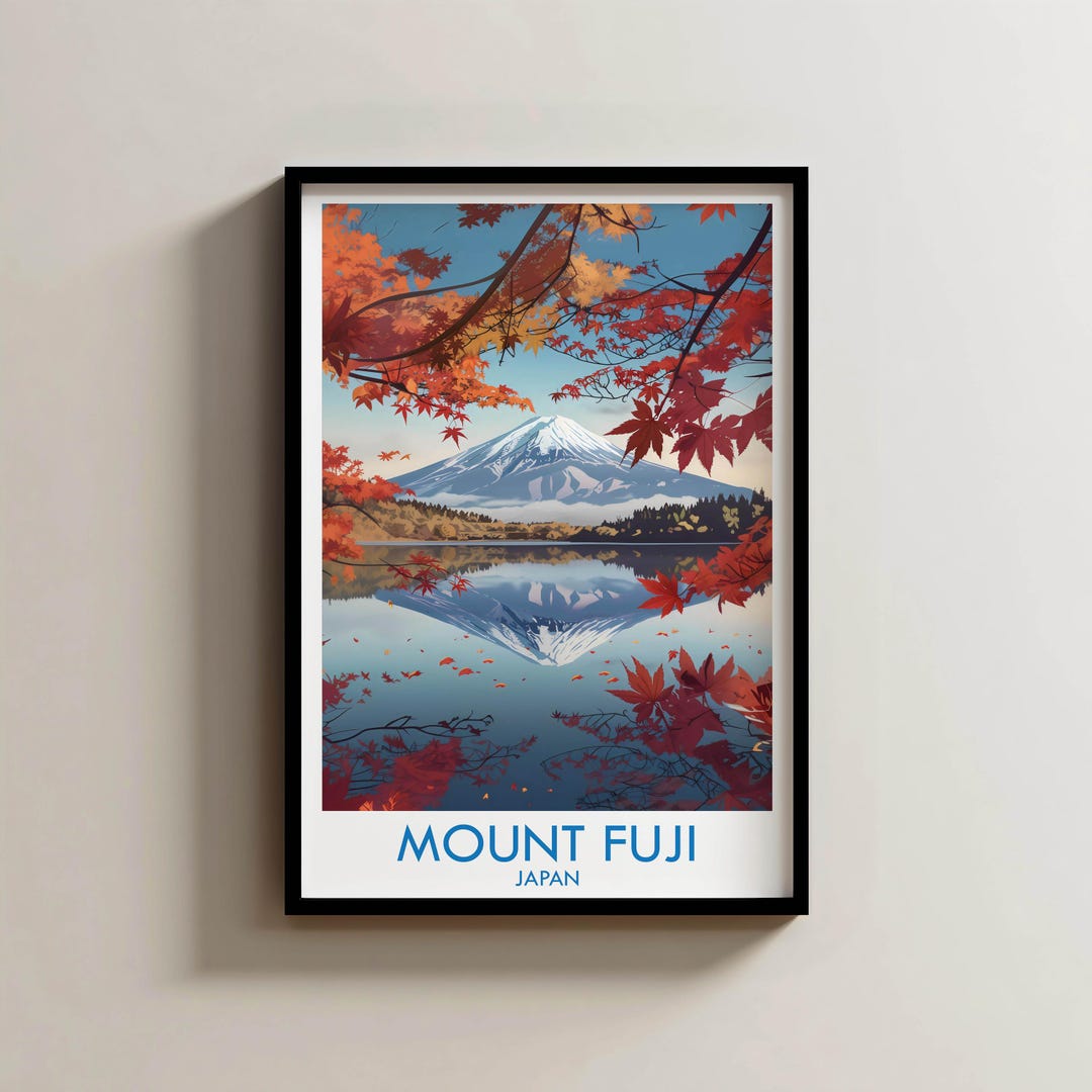 Mount Fuji Vintage Travel Poster | Japan Retro Wall Art Print | Travel ...