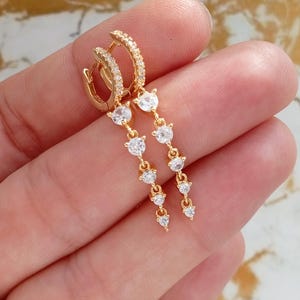 Solid Sterling Silver 925 Swarovski CZ Drop Bridal Earrings, Luxury Wedding Jewelry for Bride, Crystal Statement Earrings Gift for Her