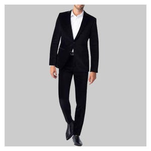 Black Notch Lapel Velvet 2 Piece Suit for Men