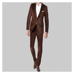 Brown Notch Lapel Velvet 2 Piece Suit