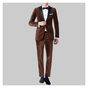 Brown Velvet Tuxedo 2 PIECE Suit for Men