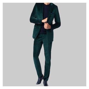 Emerald Notch Lapel Velvet 2 Piece