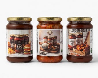 Handmade Vegan Gift Set – Kimchi & BBQ Sauces (370ml Each), Spicy Foodie Gift Box