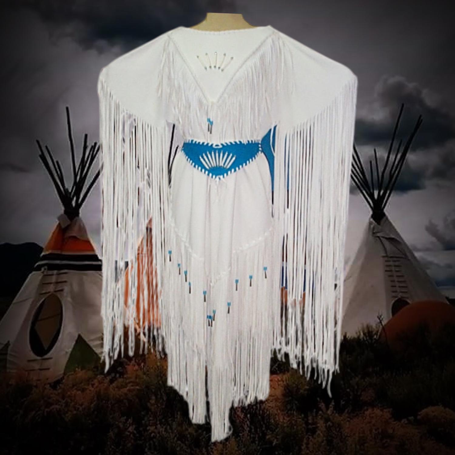 white christmas dresses Authentic 1970s Native American Leather Handmade/painted Fringe Dress main image 0