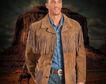 Vintage 1960's Sears Roebuck Fringe Jacket Medium Tan Leather