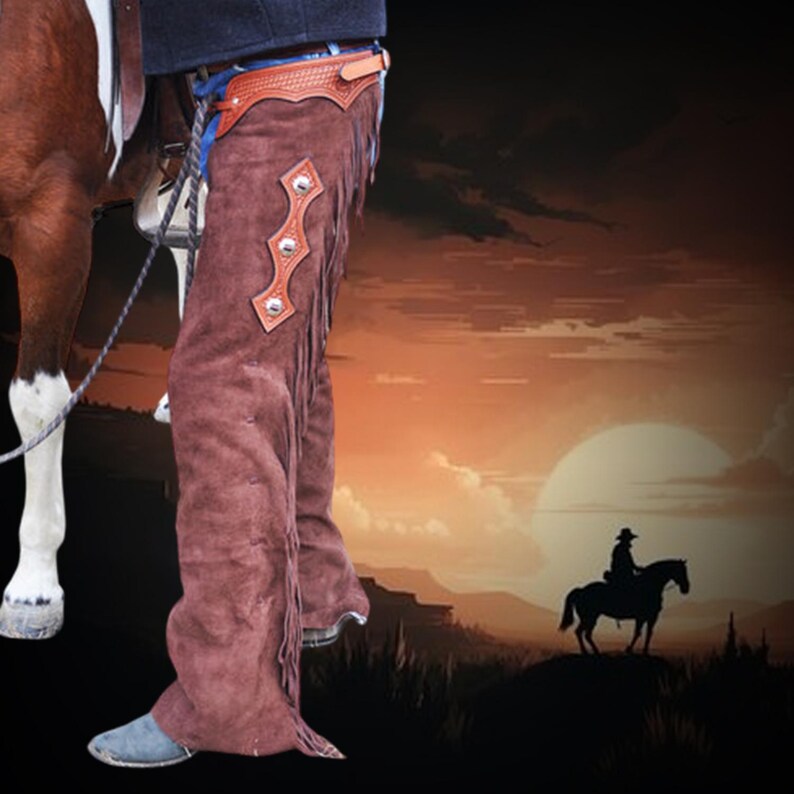 Unisex Custom Leather Shotgun Chaps With Fringe - Western Riding Gear ...