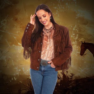 Ladies 70&#39;s Vintage Brown Suede Leather Fringe Jacket, Western Wear, 100% Genuine Suede Tassel Jacket, Hippie Fringe Jacket, Cowgirl Outfit