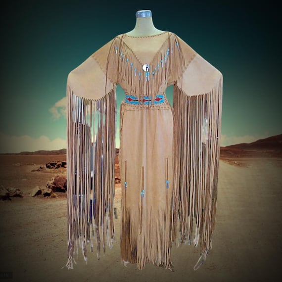 Antique Plains Indian Leather Fringe Dress, Beaded Powwow Dress, Plains  Indian Three-skin Style With Beaded Belt, Traditional Pow Wow Dress - Etsy