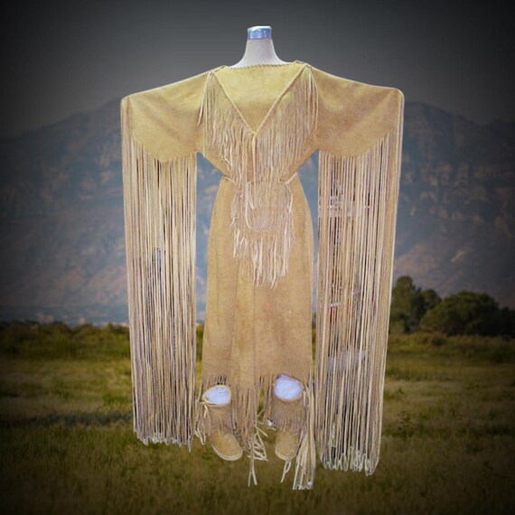 Handmade Fringed Suede Hide Dress, Native American Style Powwow Dress With  Belt Pouch, Plains Indian Dress, Cherokee Indian Wedding Dress - Etsy