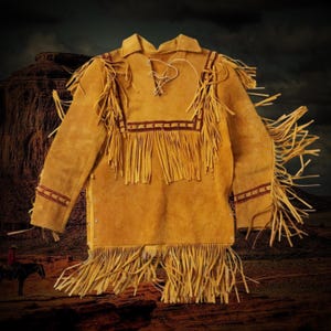 Mountain Man Suede Fringe Pullover Shirt, Western Wear Suede Tassel Shirt, Mountain Man Rendezvous Clothing, Native Outfit, Old West Outfit