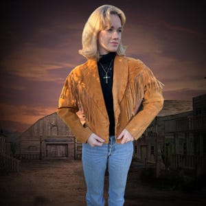 Ladies 70&#39;s Brown Suede Leather Fringe Jacket, Western Wear, 100% Genuine Suede Tassel Jacket, Hippie Fringe Jacket, Cowgirl Outfit