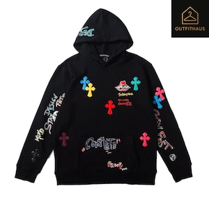 Colorful Gothic Cross Streetwear Hoodie Embroidered Graphic Pullover