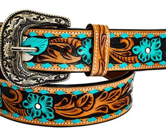 Hand-painted Southwestern Leather Belt – 1.25 display picture 1