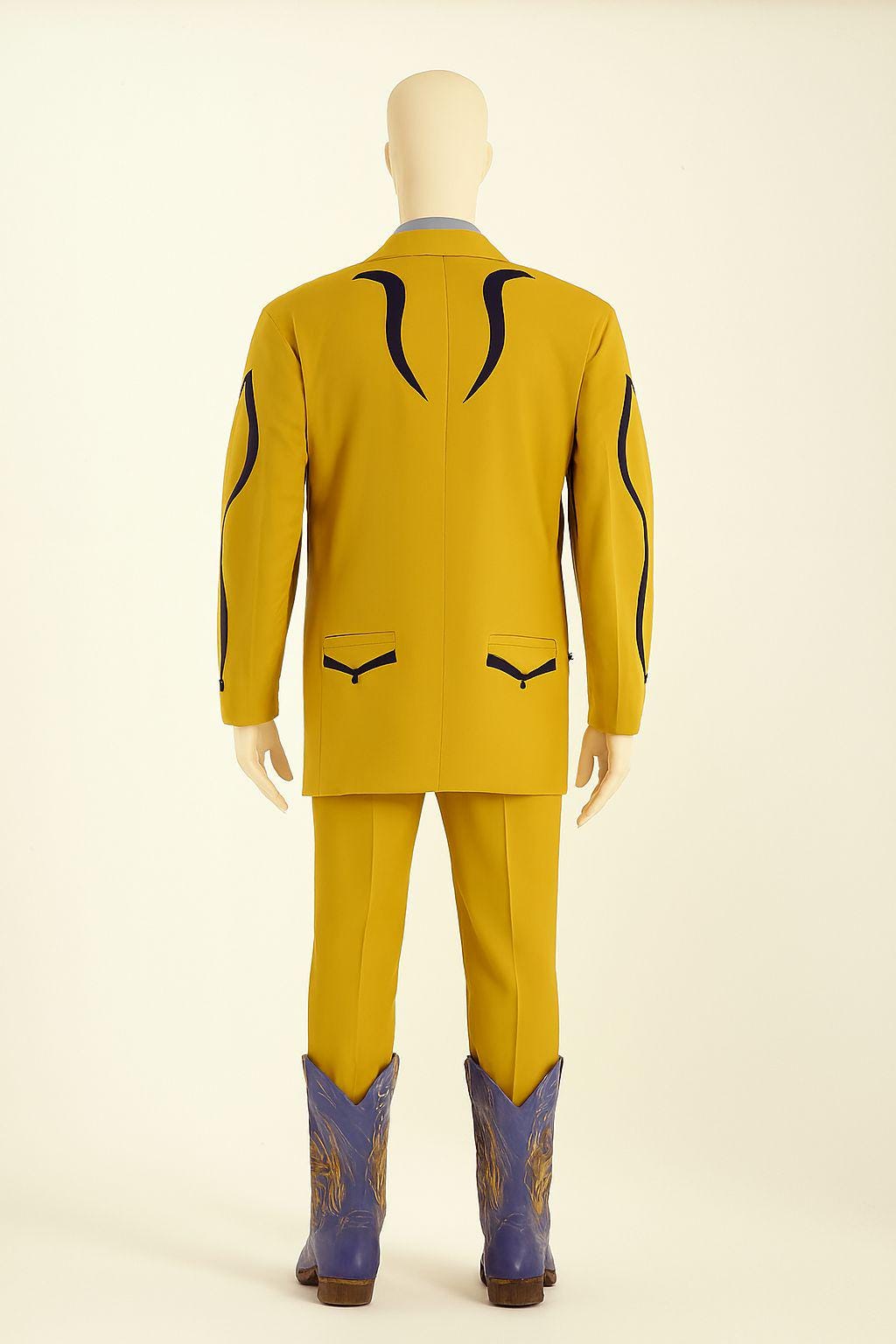 Customized Vintage Style Mustard Western 2pc Suit Navy Detailing Customized Vintage Style Mustard Western 2pc Suit Navy Detailing