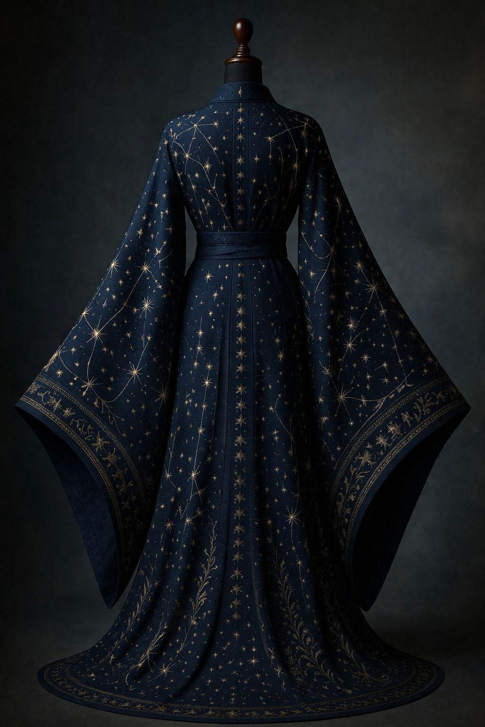Custom Celestial Starry Night Robe Dress Navy Blue Kimono Gown ...