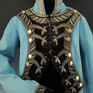 Blue Velvet Embroidered Court Coat 19th Century French Tailcoat Regal Historical Costume Men&#39;s Rococo French nobleman Venetian Renaissance