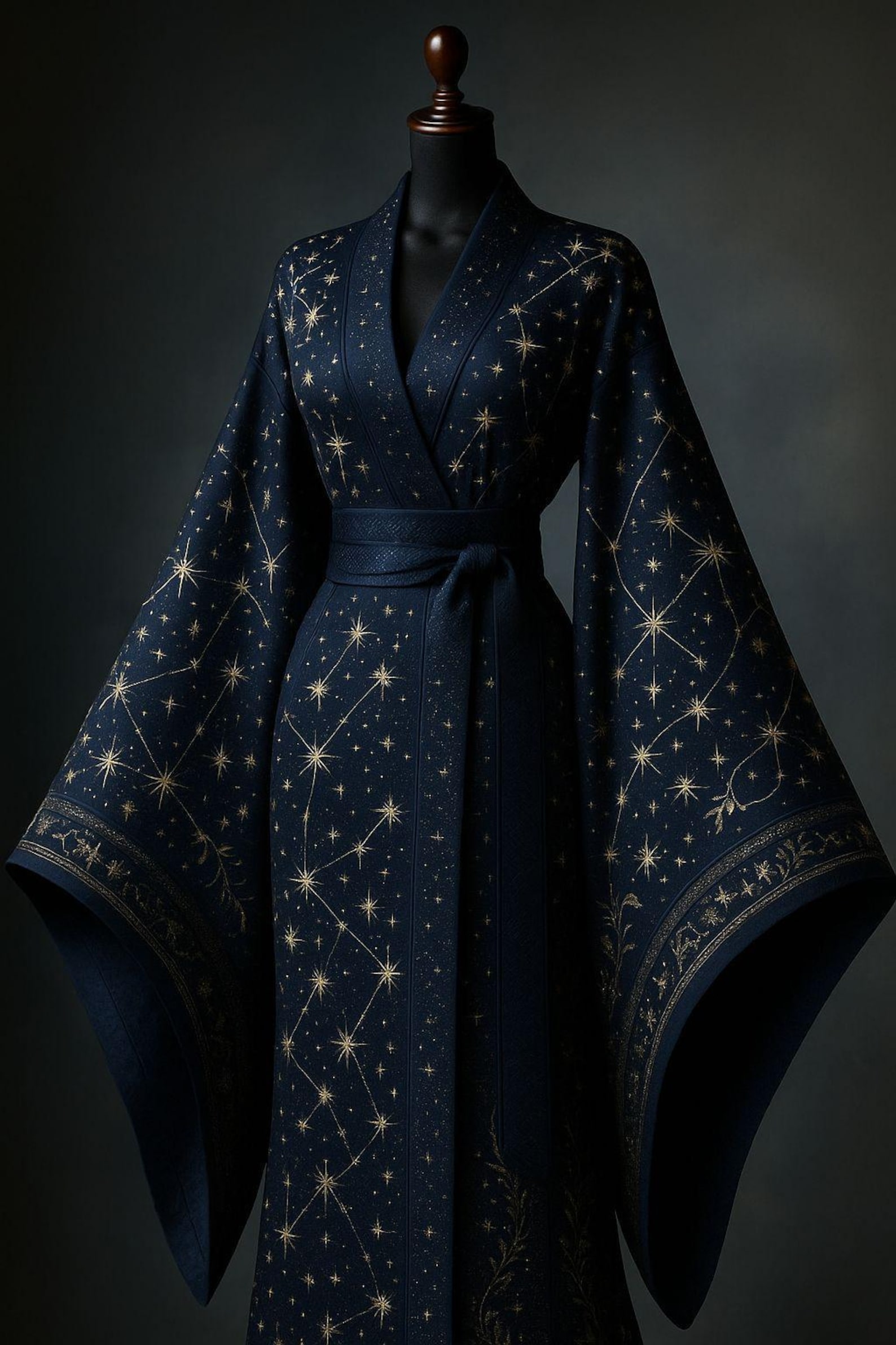 Custom Celestial Starry Night Robe Dress Navy Blue Kimono Gown ...
