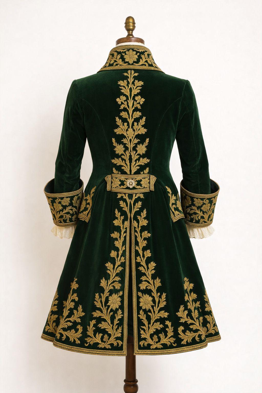 て*や様 GR8 king custom mods coat Bespoke Royal Green Velvet Embroidered Coat | Baroque Rococo Men's